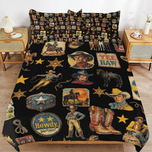 Load image into Gallery viewer, Vintage Cowboy Collage Design 3-Piece Bedding Set (1 Duvet Cover + 2 Pillow Shams) – 102"×90"