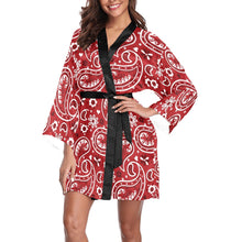 Load image into Gallery viewer, Red Bandana Women's Lounge Kimono Robe