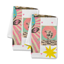 Load image into Gallery viewer, Baha Ranch Cows Set of 2 Dish Towels (same) Kitchen Towel Made in America