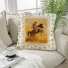Load image into Gallery viewer, Baha Ranch Vintage Rodeo Stamp Throw Pillow Made in America
