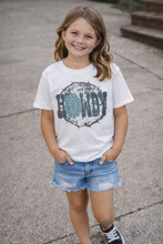 Load image into Gallery viewer, Howdy Turquoise Concho Graphic on Gildan Softstyle White Shirt – Graphic Tee, Long Sleeve & Crewneck.