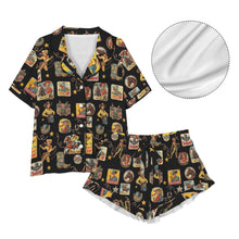 Load image into Gallery viewer, Vintage Cowgirl Collage Western Ruffle Satin Pajama Set