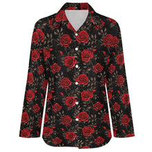 Load image into Gallery viewer, Colores De Mexico Romantic Red Roses Button Up Blouse