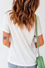 Load image into Gallery viewer, Sequin Flower Round Neck Short Sleeve T-Shirt