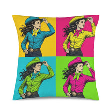 Load image into Gallery viewer, Baha Ranch The Last Roundup Barrel Racer Collage Velvety Soft Pillow Cover Made in America
