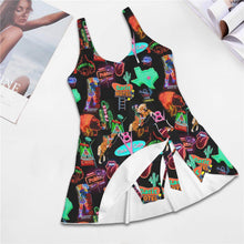 Load image into Gallery viewer, Vegas Neon Skirted Swimsuit