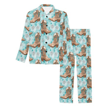 Load image into Gallery viewer, Turquoise Christmas Boots Men's Western Pajamas