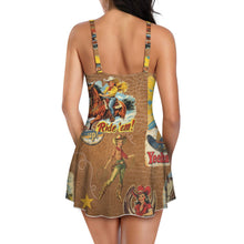 Load image into Gallery viewer, Vintage Cowgirl Collage Skirted Swim Suit