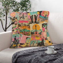 Load image into Gallery viewer, Baha Ranch Retro Pop Western Collage Pillow Case Made in America