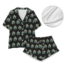 Load image into Gallery viewer, Turquoise Naja Black Western Satin Pajama set