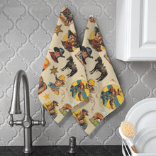 Load image into Gallery viewer, Vintage Cowboy Collage Set of 2 Dish Towels Made in America