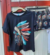 Load image into Gallery viewer, Indian Headdress Women's Western Short and Top Pajama Set