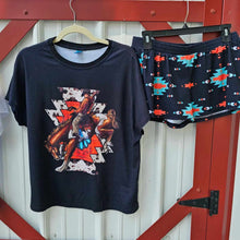 Load image into Gallery viewer, Rodeo Bronc Women's Western Top and Short Pajama Set