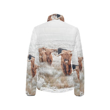 Load image into Gallery viewer, Highland Cow Herd Women's Puffy Bomber Jacket