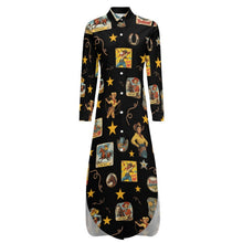 Load image into Gallery viewer, Vintage Cowgirl Collage Western Button-Up Long Sleeve Shirt Dress Duster