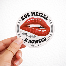 Load image into Gallery viewer, Band Sticker – “She Misses Ragweed Like I Do” Waterproof Die Cut Vinyl Decal (Approx. 3”)