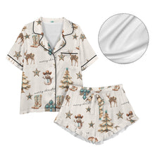 Load image into Gallery viewer, Christmas Spirit Cowgirl Western Cowboy Satin Short Pajama Sets
