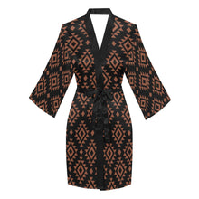 Load image into Gallery viewer, Brown Black Aztec Women's Lounge Kimono Robe