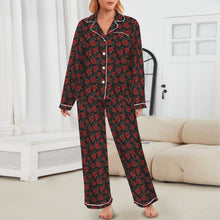 Load image into Gallery viewer, Colores De Mexico Red Roses Satin Pajama Set