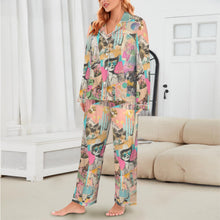 Load image into Gallery viewer, Pop Western Collage Cowgirl Satin Pajamas