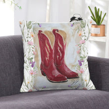 Load image into Gallery viewer, Baha Ranch Red Boots Velvety Soft Throw Pillow Case Made in America