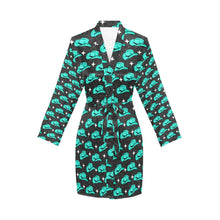 Load image into Gallery viewer, Turquoise cowgirl Hat Women's Belted Satin Feel Dressing Lounge Robe