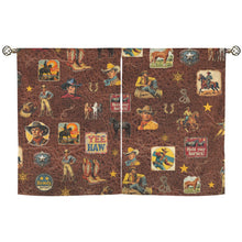 Load image into Gallery viewer, Vintage Cowboy Collage Western Curtains 28" x 40" Made in America