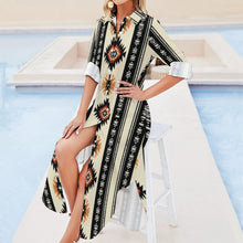 Load image into Gallery viewer, Baha Ranch Colores de Mexico Southwestern Aztec Button-Up Long Sleeve Shirt Dress