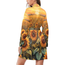 Load image into Gallery viewer, Sunflower Field Women's Long Sleeve Belted Satin Feel Dressing Lounge Robe