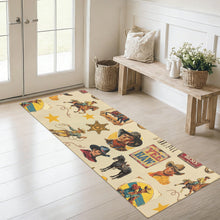 Load image into Gallery viewer, Vintage Cowboy Collage Floor Rug Runner Indoor 60" x 22" Made in America