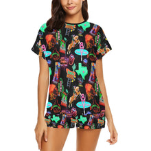 Load image into Gallery viewer, Vegas Neon Western Women's Short and Top Pajama Set