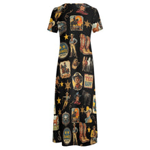 Load image into Gallery viewer, Vintage Cowboy Collage Western Dress