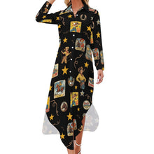 Load image into Gallery viewer, Vintage Cowgirl Collage Western Button-Up Long Sleeve Shirt Dress Duster