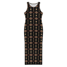 Load image into Gallery viewer, Black and Tan Aztec Sleeveless Bodycon Side Slit Maxi Dress