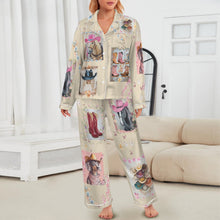 Load image into Gallery viewer, Danilo Painted Cowgirl Satin Long Pajamas