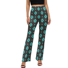 Load image into Gallery viewer, Charcoal Turquoise Aztec Flare Pants