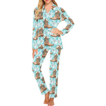 Load image into Gallery viewer, Turquoise Christmas Boots Women's Western Pajamas