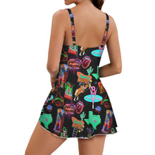 Load image into Gallery viewer, Vegas Neon Skirted Swimsuit