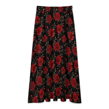 Load image into Gallery viewer, Colores de Mexico Romantic Red Roses Midi Skirt