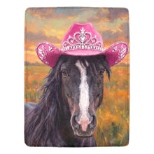 Load image into Gallery viewer, Rhinestone Cowgirl Horse Ultra Soft Minky FleeceThrow Blanket 60" x 80" Made in America