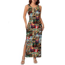 Load image into Gallery viewer, Colores De Mexico Destination Mexico Sleeveless Bodycon Side Slit Long Dress