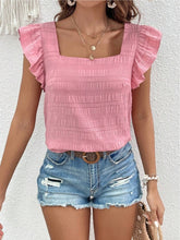 Load image into Gallery viewer, Ruffled Square Neck Cap Sleeve Blouse