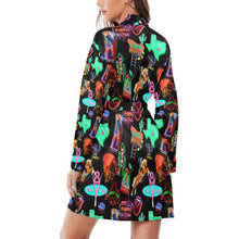 Load image into Gallery viewer, Vegas Neon Women's Long Sleeve Belted Satin Feel Dressing Lounge Robe