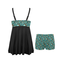 Load image into Gallery viewer, All Turquoise Swim Dress & Shorts Set