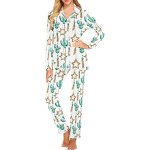 Load image into Gallery viewer, Turquoise Christmas Cactus Women's Western Pajamas