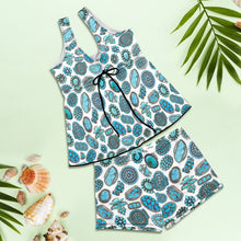 Load image into Gallery viewer, Turquoise Crazy Tankini Boy Shorts Swim Set