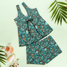 Load image into Gallery viewer, All Turquoise Tankini & Boy Shorts Swim Set
