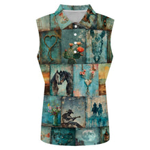 Load image into Gallery viewer, Baha Ranch Turquoise Dreams Sleeveless Polo Tank Top