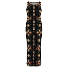 Load image into Gallery viewer, Black and Tan Aztec Bodycon Side Slit Western Maxi Dress