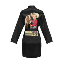 Load image into Gallery viewer, Vintage Cowboy and Horse Women's Long Sleeve Belted Satin Feel Dressing Lounge Robe